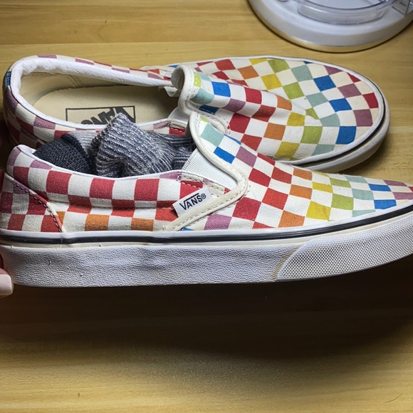 Vans Shoes - Vans Slip-Ons Rainbow Checkerboard M 6/W 7.5